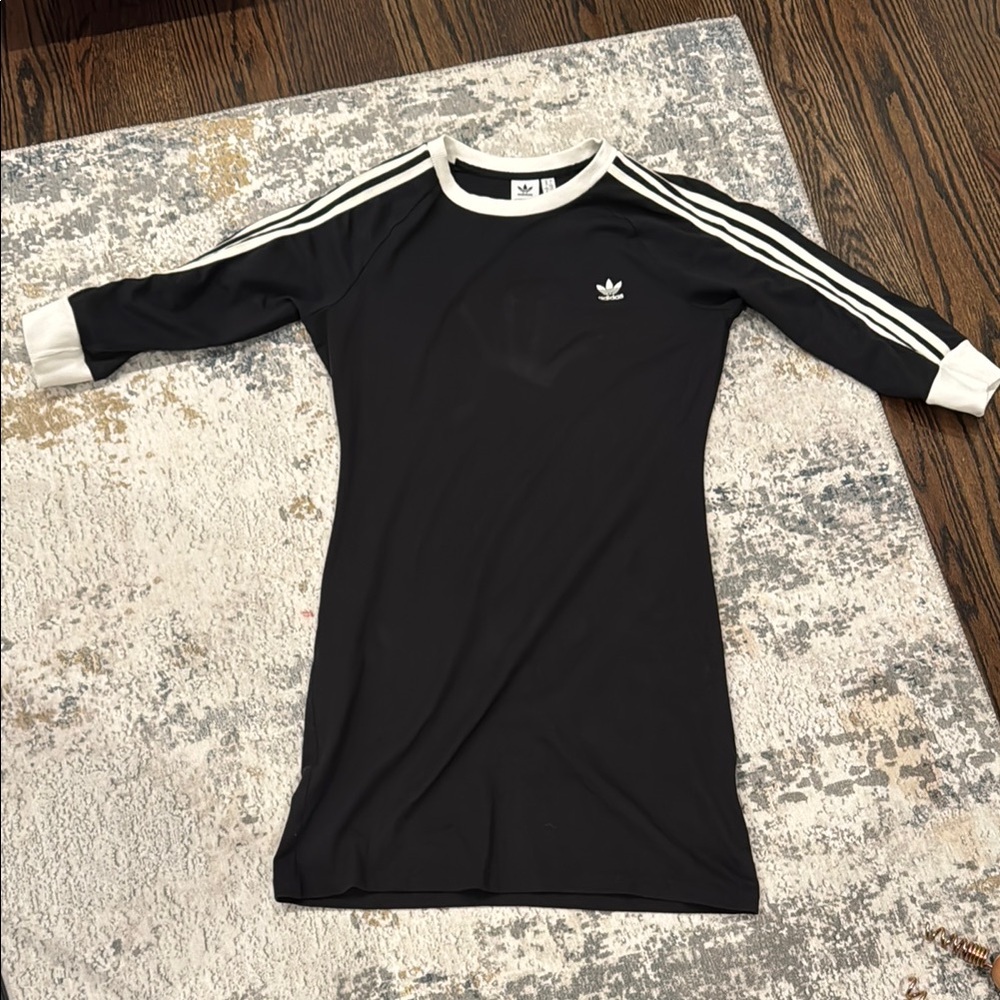 Adidas Black Dress with White Stripes